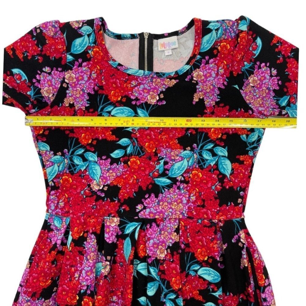 LULAROE "Simply Comfortable" Dress Size‎ Small Floral Multicolor Pockets Stretch - Picture 13 of 16
